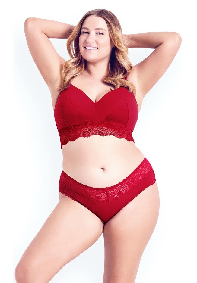 Wire Free Cotton Contour Bra - crimson, RED, hi-res image number 0