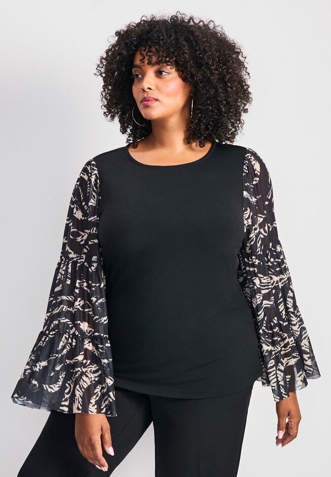 Mylo Mesh Print Bell Sleeve Top, ANIMAL INSTINCT, alternate image number 2