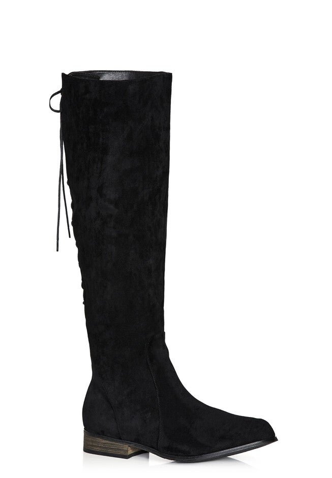 WIDE FIT Perry Flat Knee Boot - black, BLACK, hi-res image number null