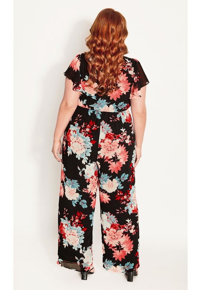 Summer Floral Jumpsuit - black, BLACK, alternate image number null