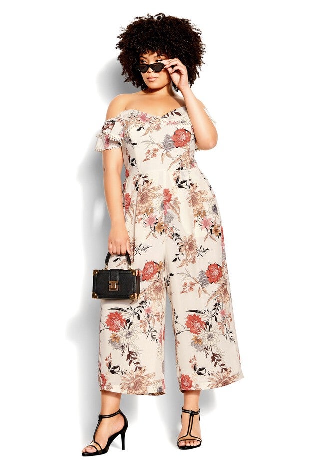 Botanical Jumpsuit - ivory, WHITE, hi-res image number 0