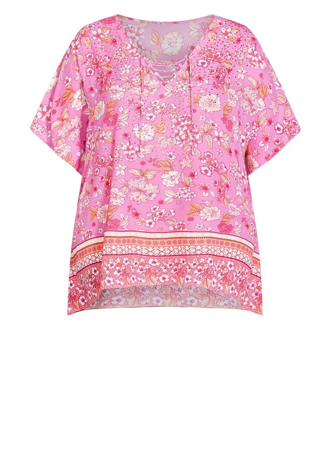 Tie Detail Poncho, PINK, alternate image number null