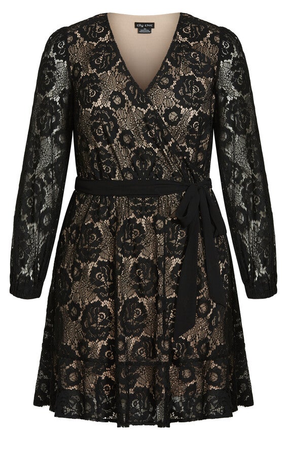 Lace Fly Away Dress - black, BLACK, alternate image number null