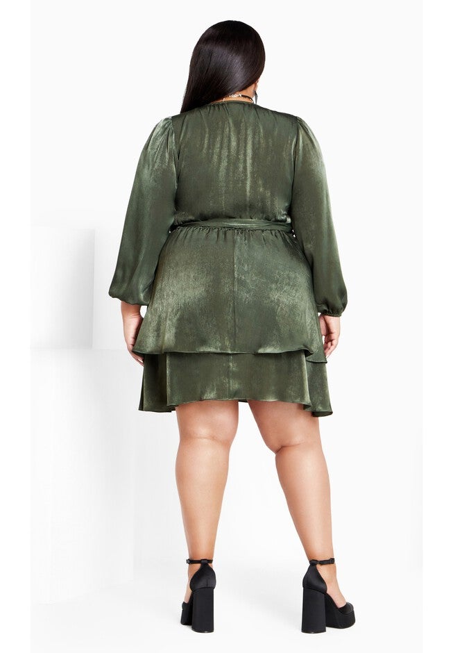 Twisted Ruffle Dress - military, GREEN, alternate image number 2