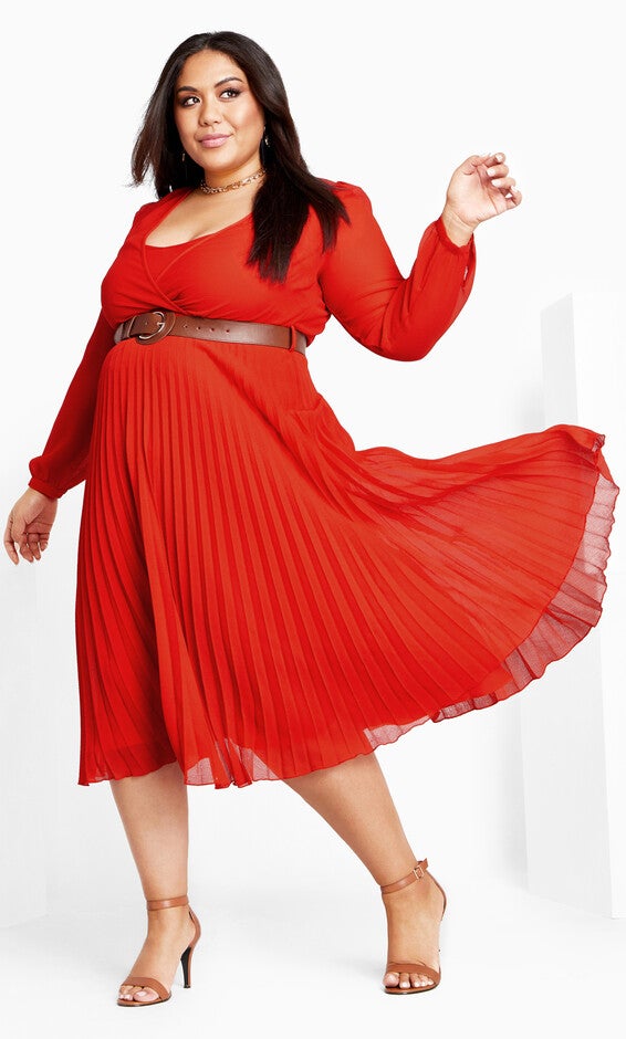 Precious Pleat Dress - tigerlily, ORANGE, hi-res image number null