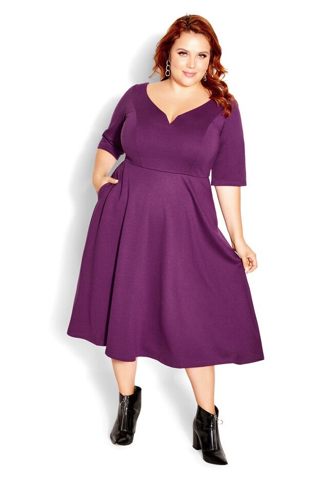 Cute Girl Elbow Sleeve Dress - plum, PURPLE, hi-res image number null