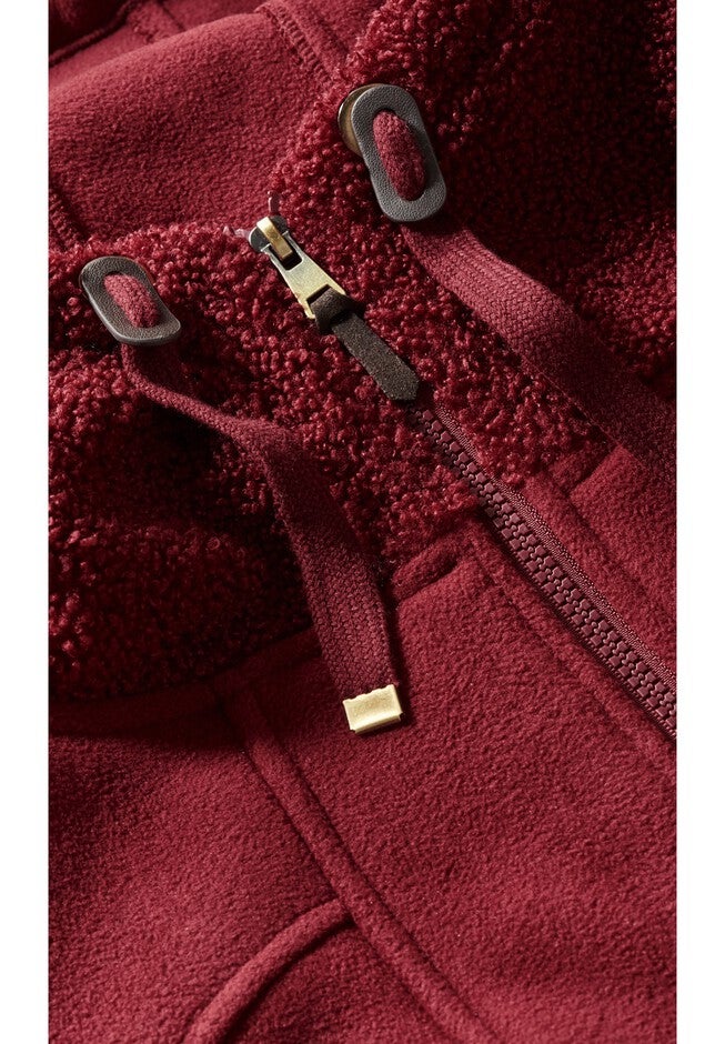 Fleece Hood Coat, RHUBARB, alternate image number null