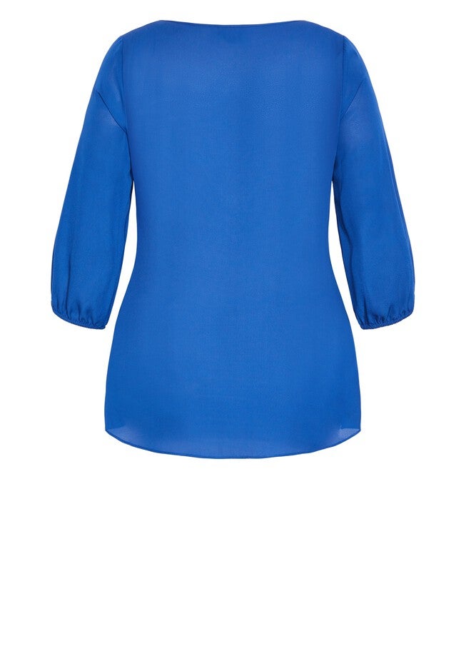 Sexy Fling Elbow Sleeve Top - blue, BLUE, alternate image number null