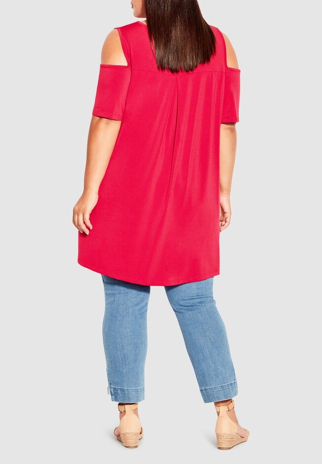 Claire Cold Shoulder Tunic, PERSIAN RED, alternate image number null