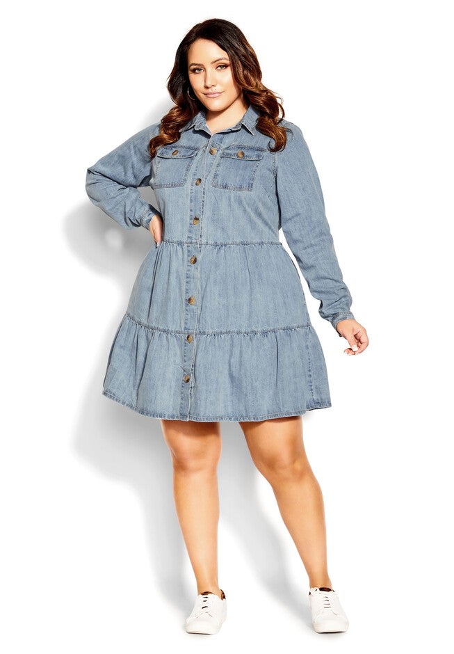 Renegade Denim Dress - light wash, BLUE, hi-res image number 0