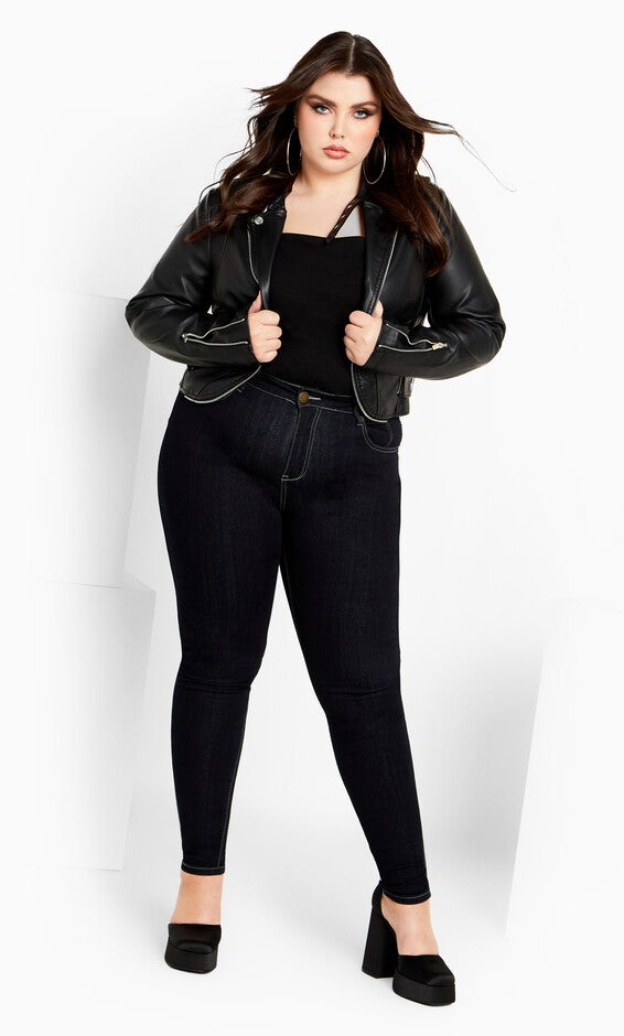 Cropped Biker Jacket - black, BLACK, alternate image number null