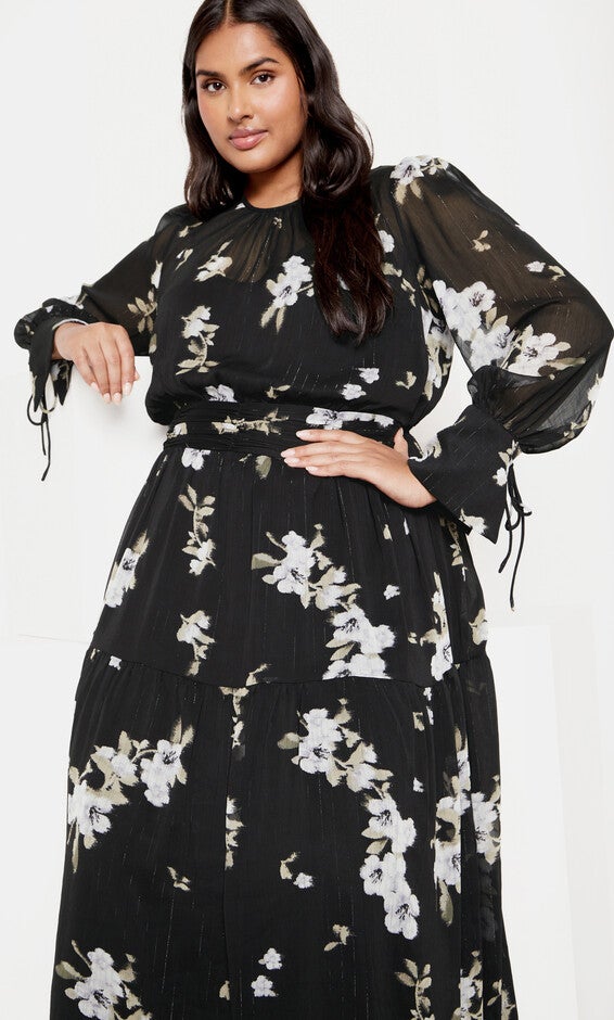 Amira Print Maxi Dress - ivory floral, GRAY, alternate image number null
