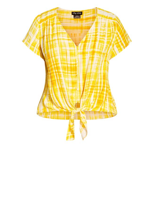 Positano Check Top - yellow, WHITE, alternate image number 2