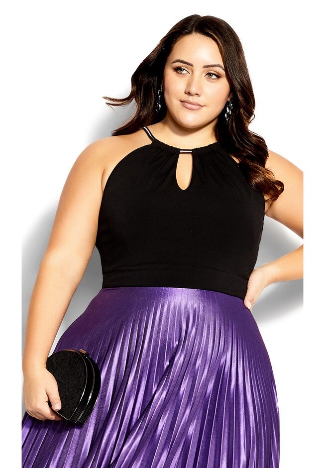 Pleated Ombre Maxi Dress - petunia, PURPLE, hi-res image number null