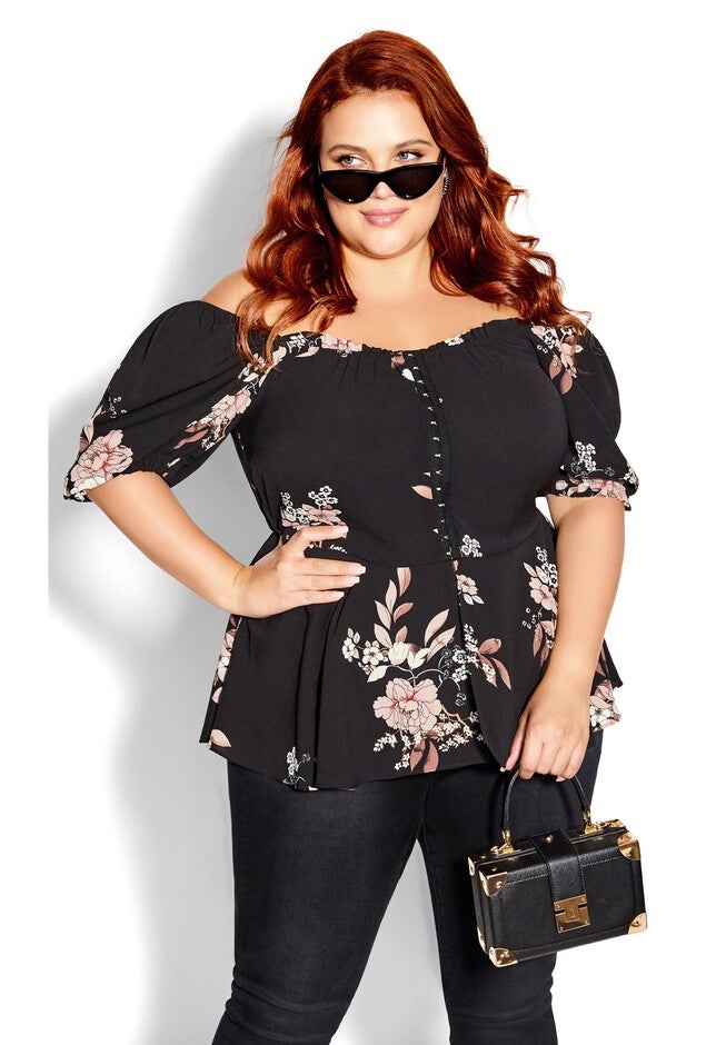 Quirky Print Top - black pink, GREY, hi-res image number null