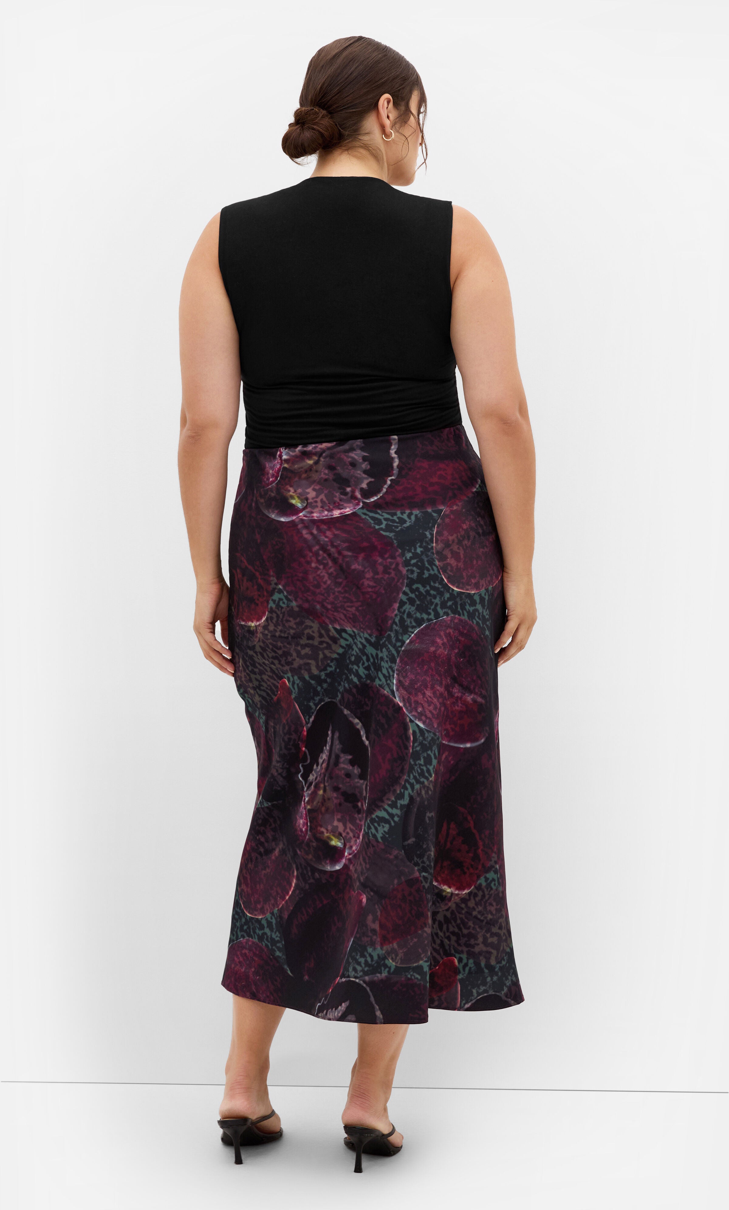 Sienna Orchid Print Midi Skirt, PURPLE, on-hover image number 1