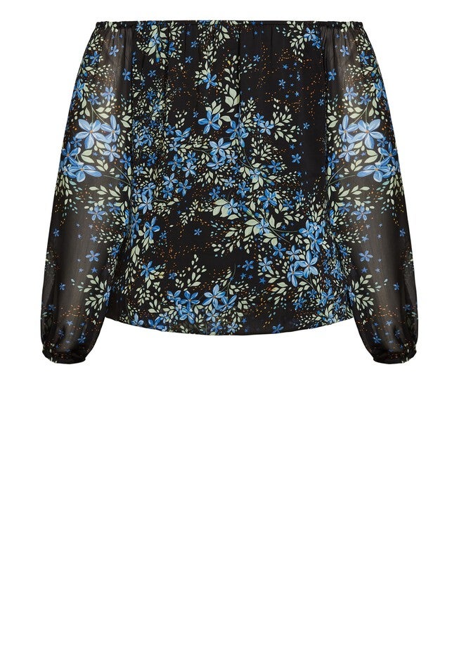 Blue Ditsy Top - black, BLUE, alternate image number null