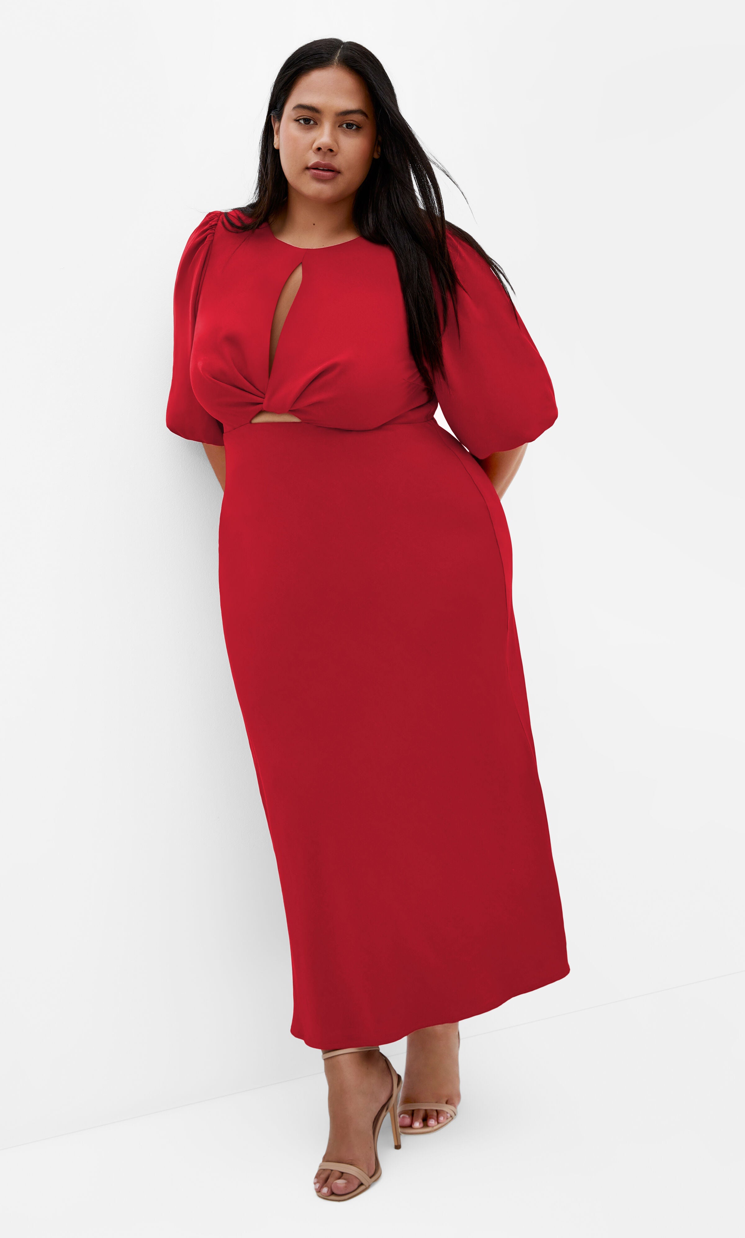 Ines Puff Dress - red cherry, RED, alternate image number 1