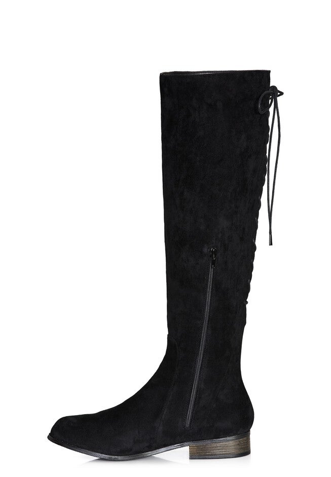 WIDE FIT Perry Flat Knee Boot - black, BLACK, alternate image number null