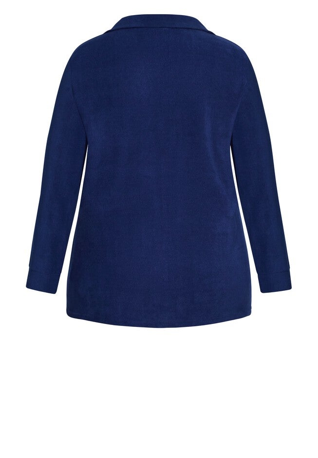 Button Fleece Top, NAVY, alternate image number 4