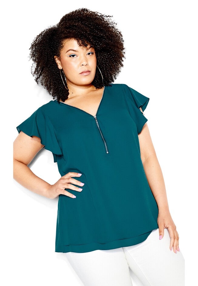 Zip Fling Top - teal, GREEN, hi-res image number null