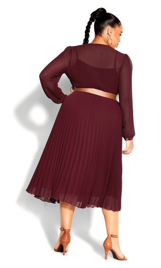 Precious Pleat Dress - oxblood, RED, alternate image number 3