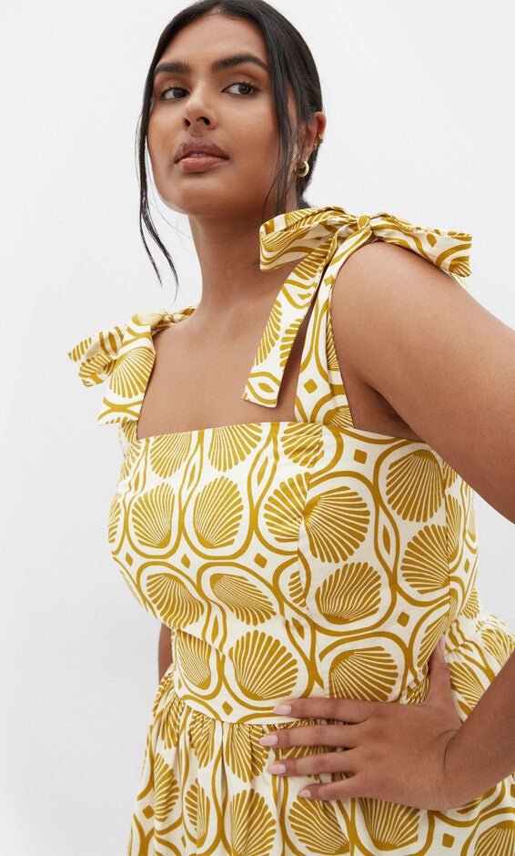 Leila Seashell Dress - print, YELLOW, alternate image number null
