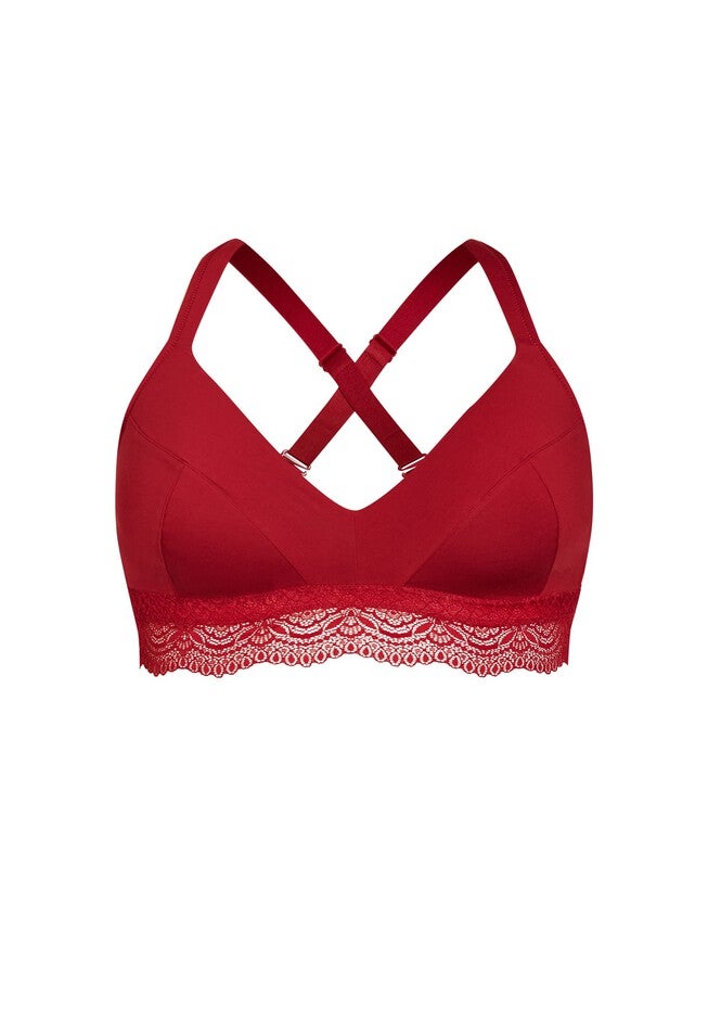 Wire Free Cotton Contour Bra - crimson, RED, alternate image number 3