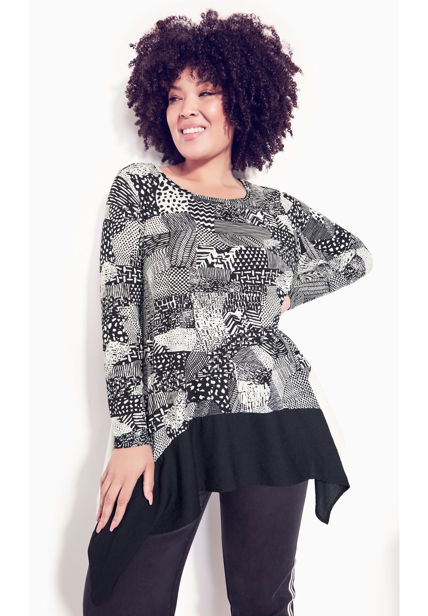 Florence Print Top, PATCH PRINT BLACK, hi-res image number 0
