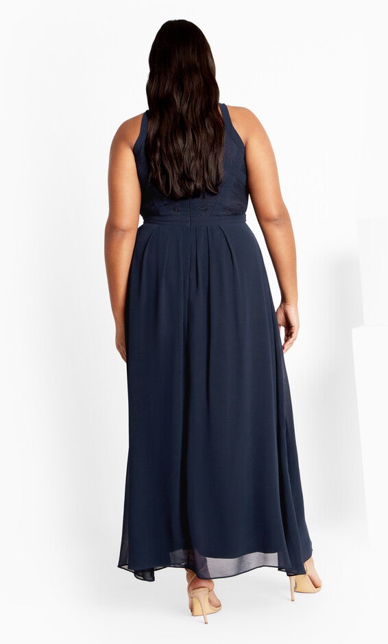 Paneled Bodice Maxi Dress - navy, BLUE, alternate image number 7