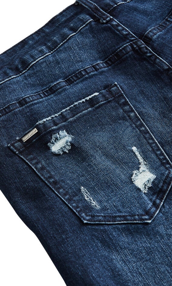 Ripped Love Short - dark denim, BLUE, alternate image number null