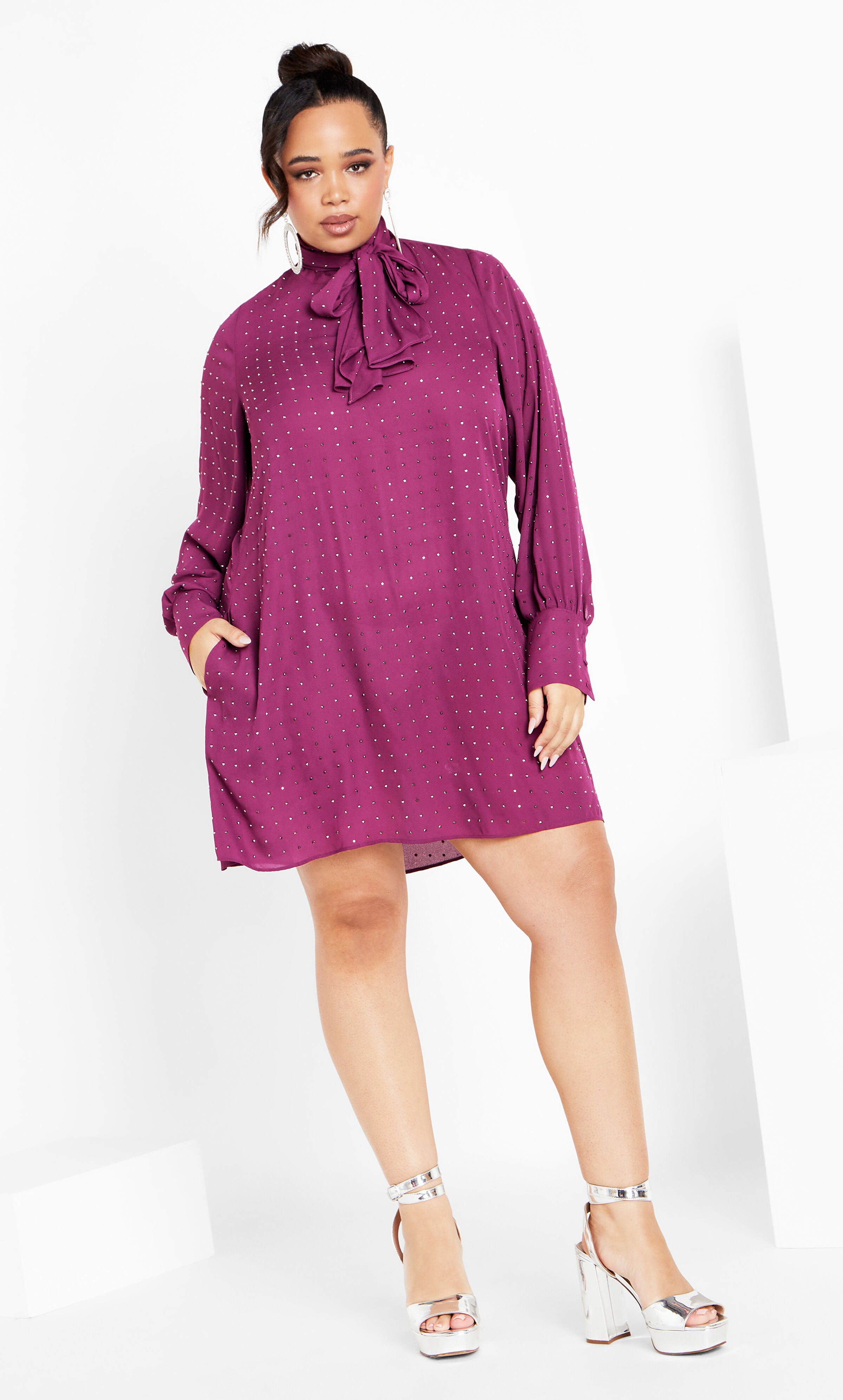 Nailhead Tunic - mulberry, PURPLE, hi-res image number 0