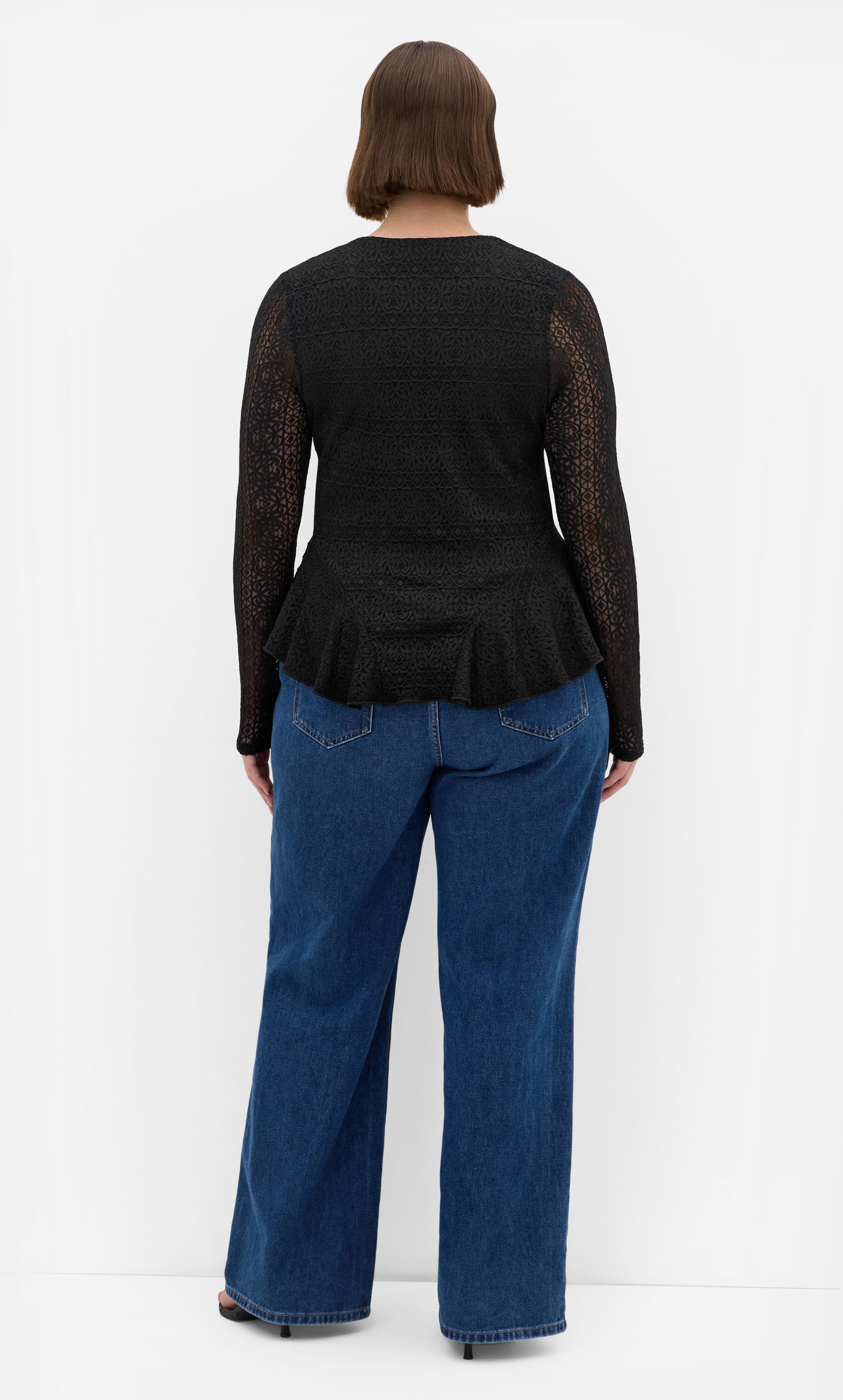 Lola V Neck Lace Top, BLACK, alternate image number 2