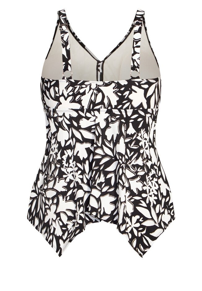 Sharkbite Print Tankini Top, MONO FLORAL, alternate image number null