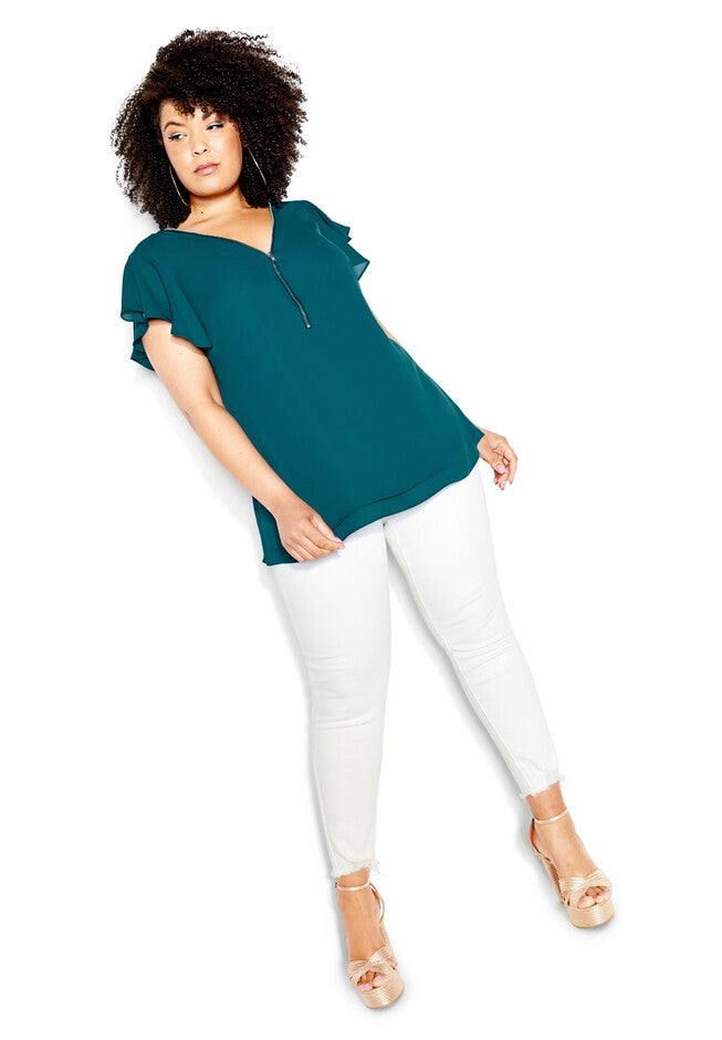 Zip Fling Top - teal, GREEN, alternate image number null