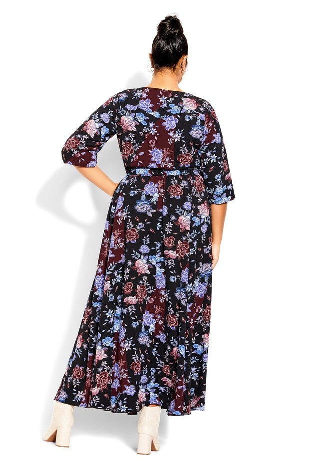 Puzzle Pieces Maxi Dress - black floral, BLACK, on-hover image number null