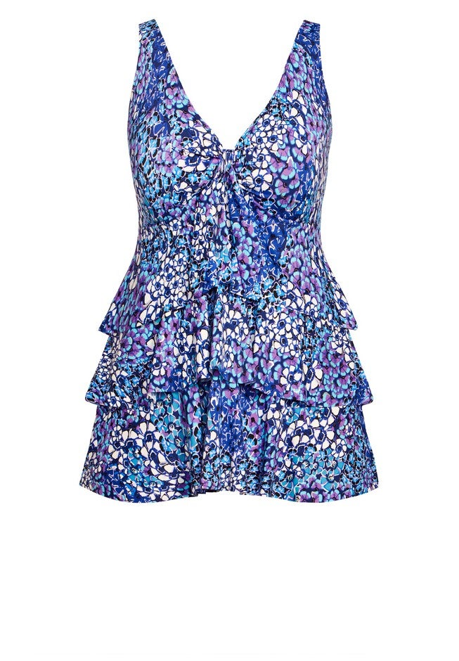 Ruffled Print Tankini Top, LOURDES, alternate image number 2
