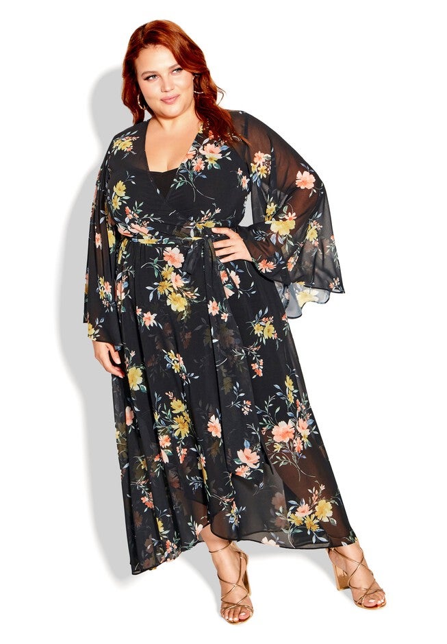 Fleetwood Print Maxi Dress - black, BLACK, on-hover image number 1