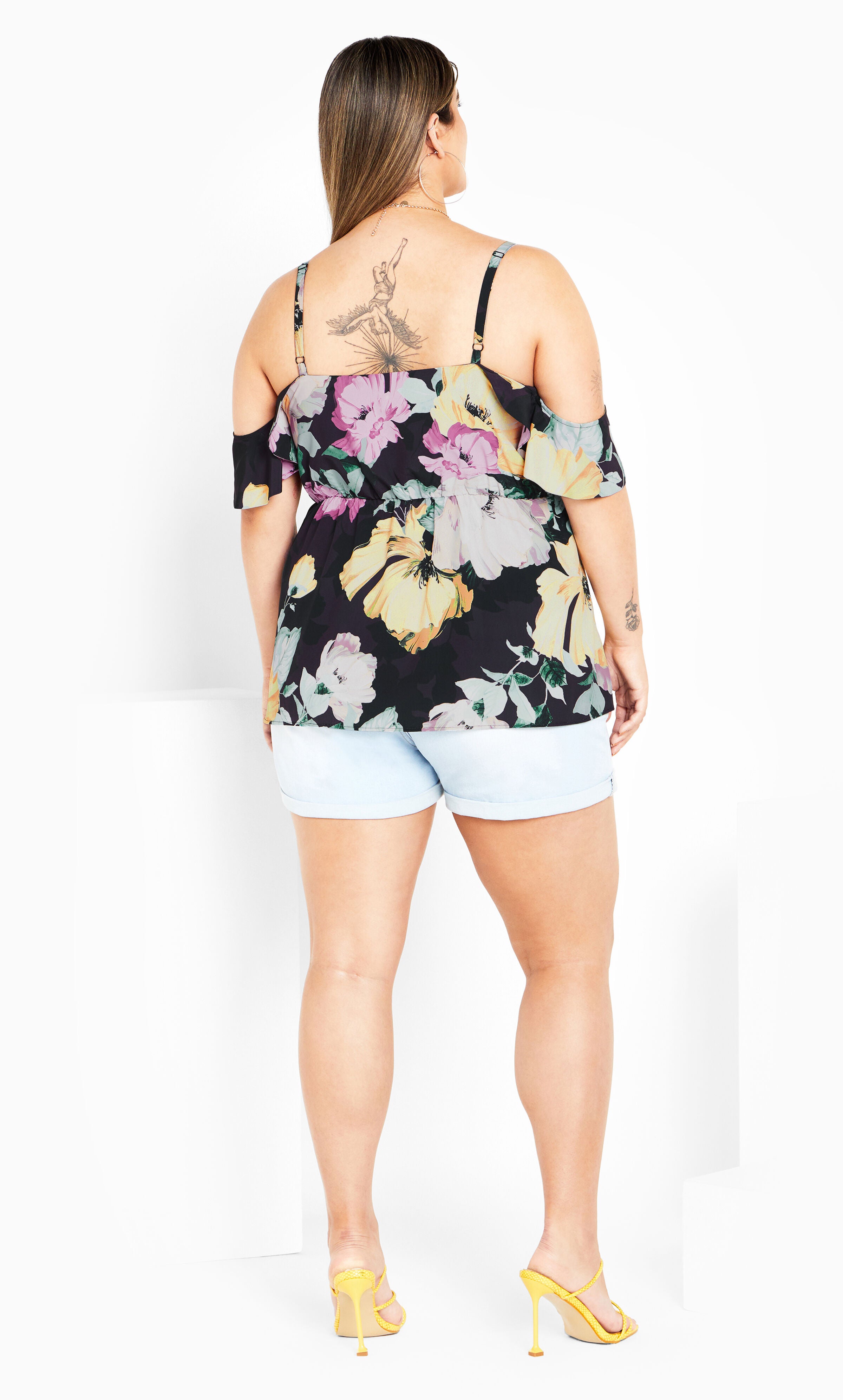 Kallie Print Top - black, BLACK, alternate image number 3