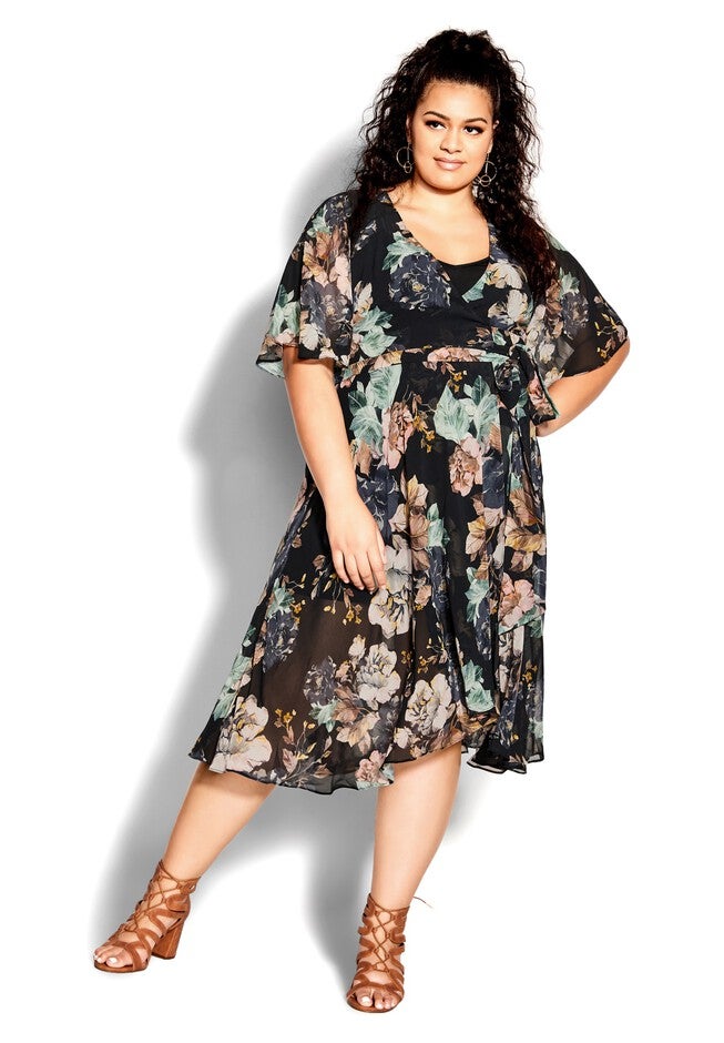 Epic Fleur Midi Dress - black floral, BLACK, hi-res image number 0