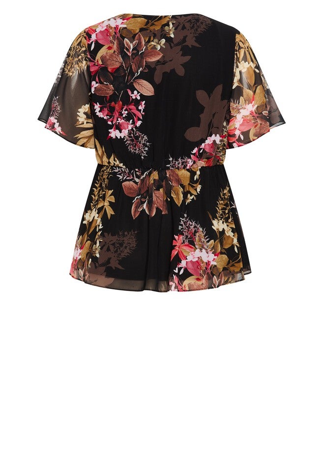 Malaga Floral Top - black, BLACK, alternate image number null