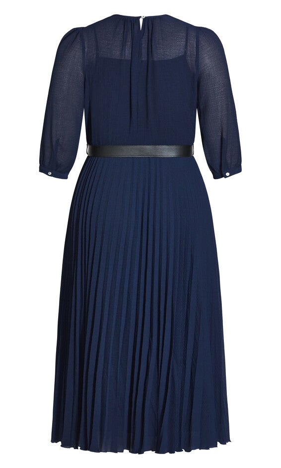 Love Pleat Elbow Sleeve Dress - navy, BLUE, alternate image number 4