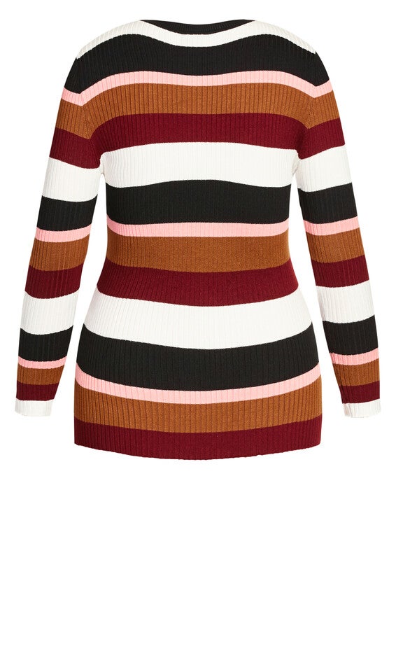70's Stripe Sweater - beetroot, BLACK, alternate image number 4