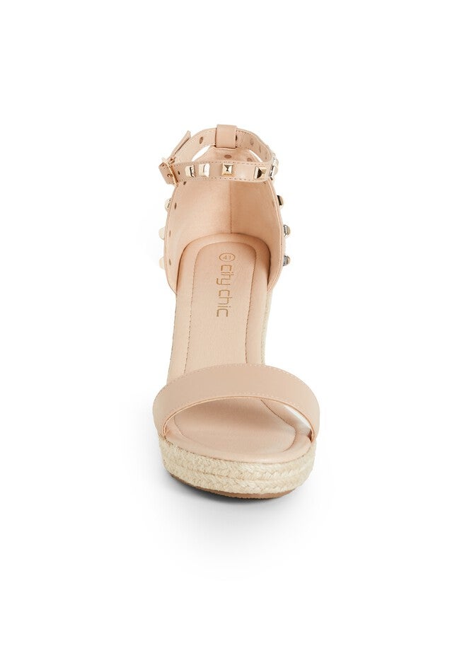Electric Gold Stud Hardware Wedge - nude, NEUTRAL, alternate image number null