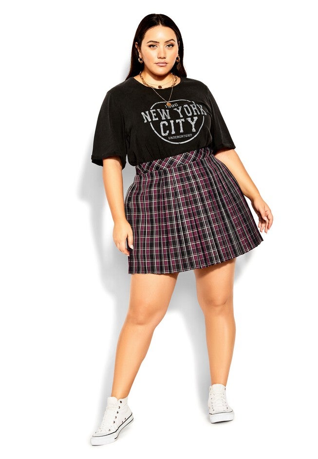 Varsity Check Skirt - berry, RED, alternate image number 2