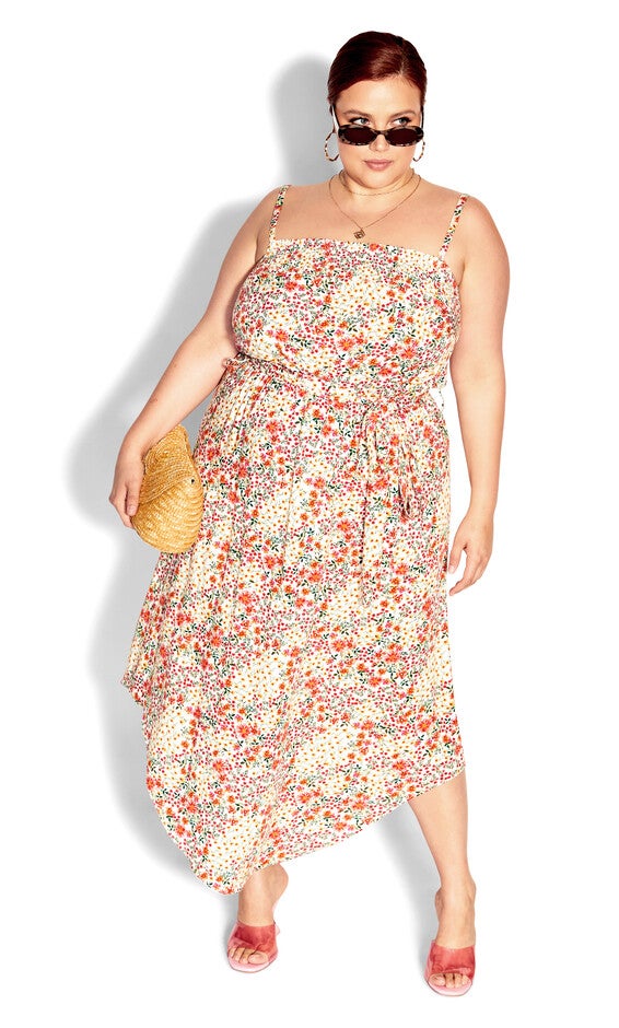 Tamika Print Dress - ivory, WHITE, hi-res image number null