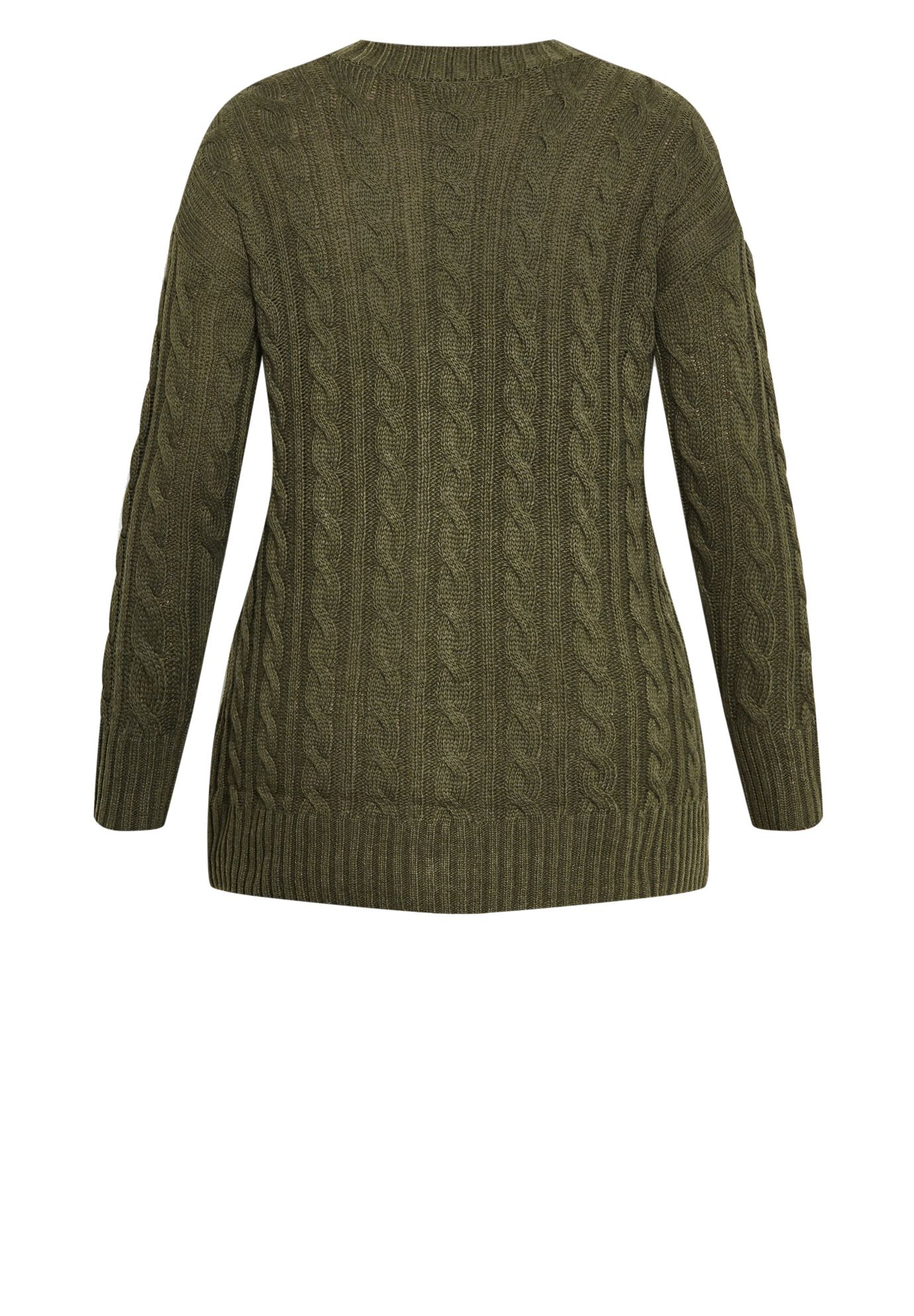 Cara Cable Knit V Neck Cardigan, OLIVE, alternate image number 5