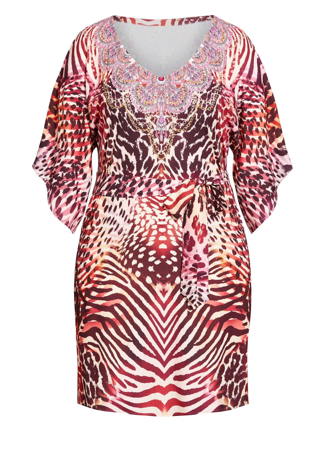 Retreat Beaded Tunic, SUNSET ANIMAL, alternate image number 2
