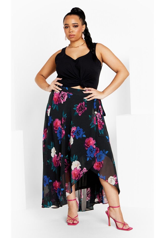 Michaela Print Skirt - black, BLACK, on-hover image number 1