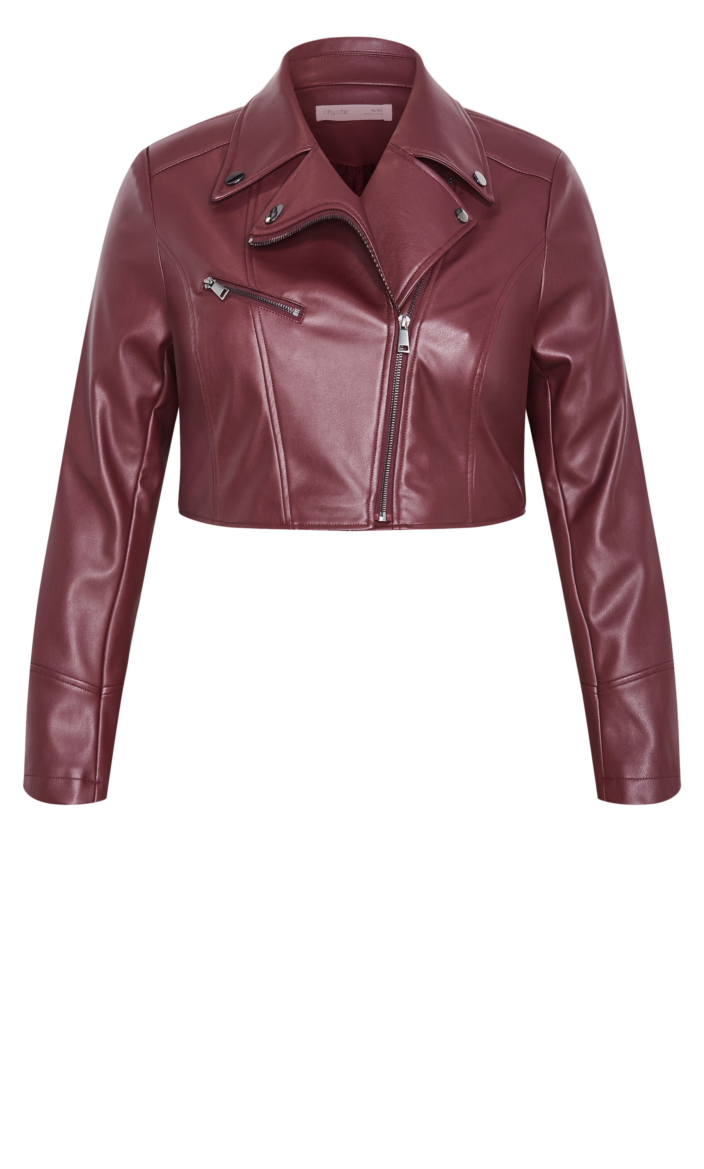 Amira Faux Leather Jacket - dark cherry, RED, alternate image number 2